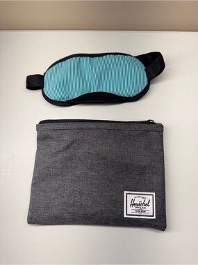 Herschel Westjet Gray Zip Pouch with Sleep Mask